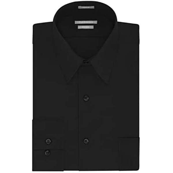 Van Heusen Men’s Poplin Dress Shirt Black - M - Men Dress Shirt