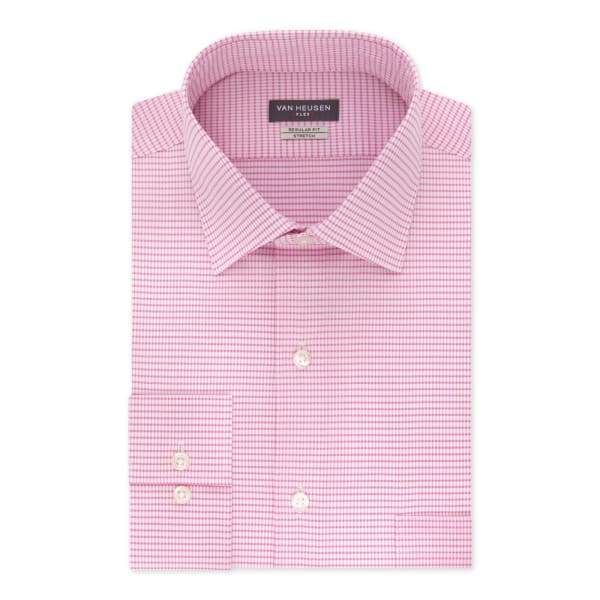 Van Heusen Mens Regular Fit Spreach Dress Shirt Pink Glaze - XL - Men Dress Shirt