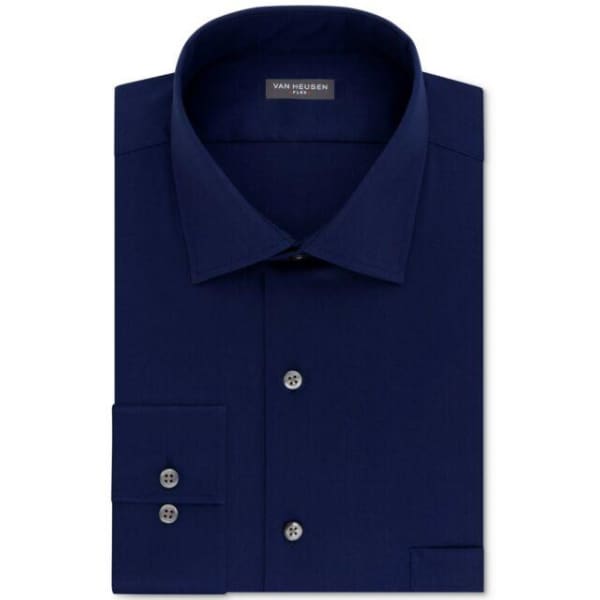 Van Heusen Regular Fit Stretch Long Sleeve Button Down Dress Shirt Navy - XL - Men Dress Shirt