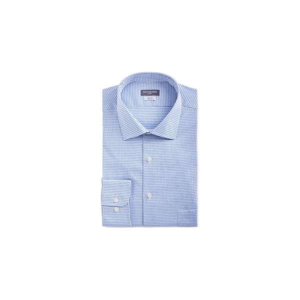 Van Heusen Regular Fit Stretch Solid Color Long Sleeve Button Down Shirt Blue Stone - M - Men Dress Shirt