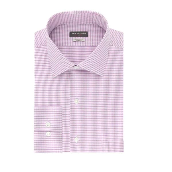 Van Heusen Regular Fit Stretch Solid Color Long Sleeve Button Down Shirt Helio - L - Men Dress Shirt