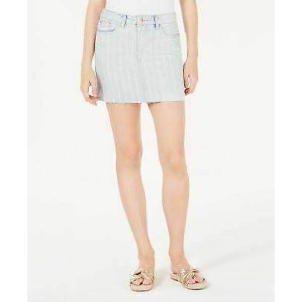 Vanilla Star Juniors’ Striped Denim Mini Skirt - 5 - Woman Skirt