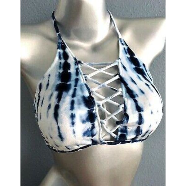 VICTORIAS SECRET PINK Bikini Swim Top Colorblock Swimsuit Bathing Size L - Swimsuit