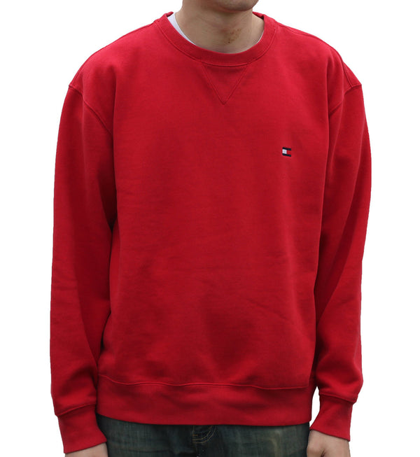 Tommy Hilfiger Men's Plain Crew Neck Sweatshirt RED