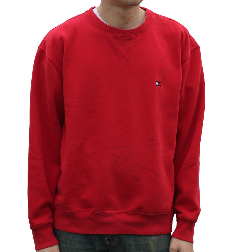 Tommy Hilfiger Men's Plain Crew Neck Sweatshirt RED