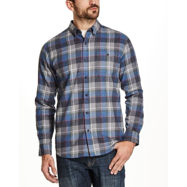 Weatherproof flannel shirt royal blue and gray plaid - L - Men Dress Shirt