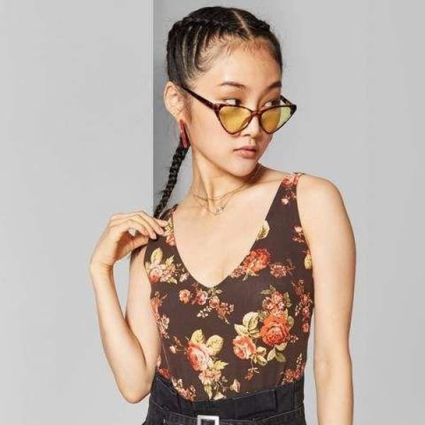 Wild Fable Womens Floral Print Sleeveless V-Neck Bodysuit Size 4 - Bodysuit